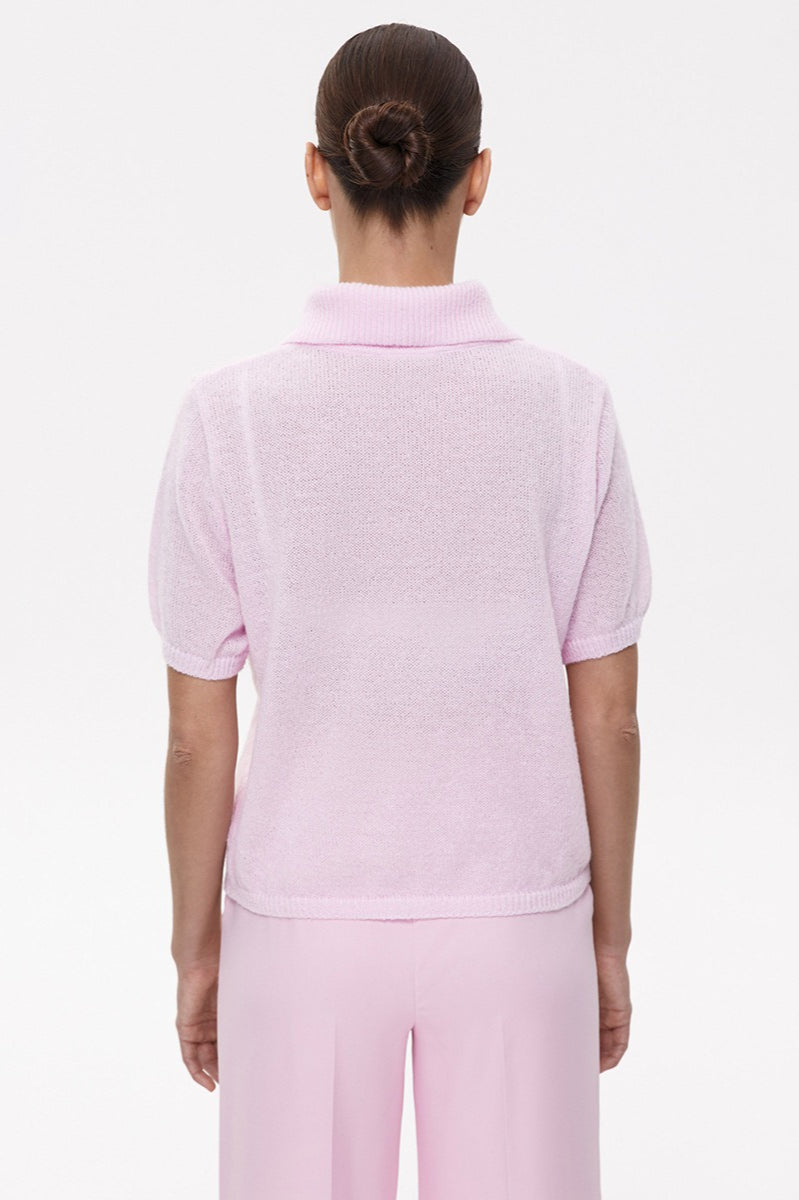 Hollow Polo Neck Knit Sweater