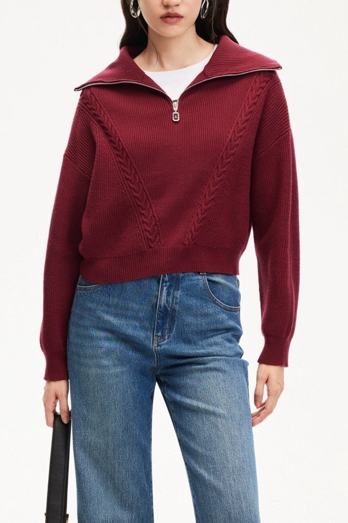 Short Cable Pullover Sweater