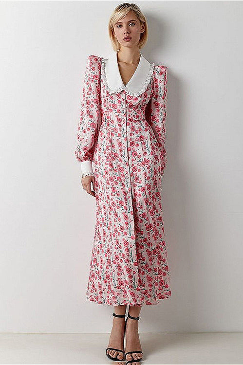 Cinched Waist Stylish Floral Dress