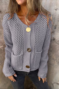 Chunky Button Up Knit Sweater