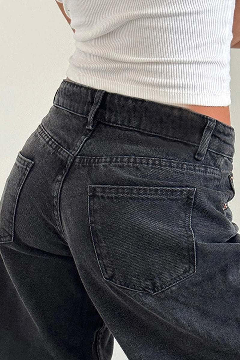 Solid Color Wide Leg Denim Jean