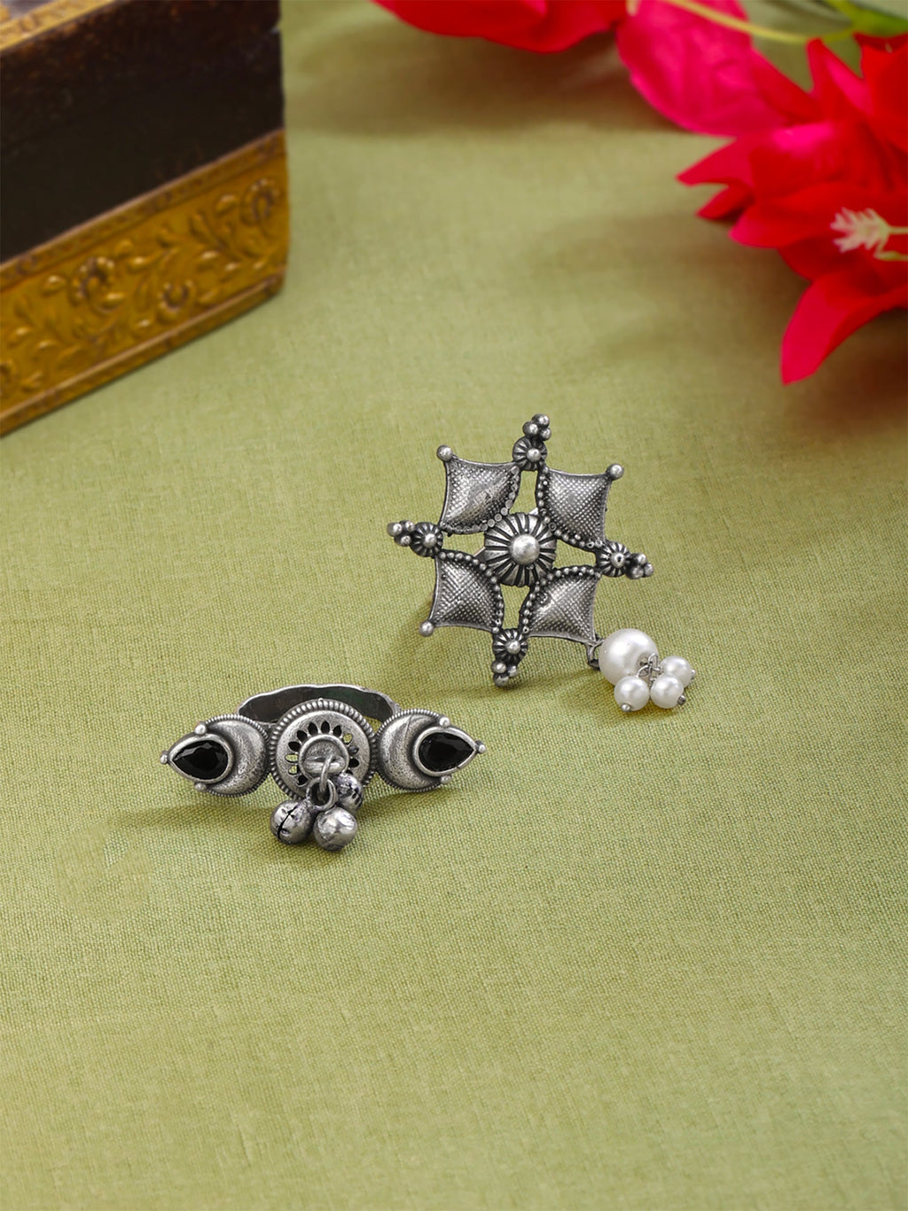 Oxidised Silver Adjustable Classic Ring
