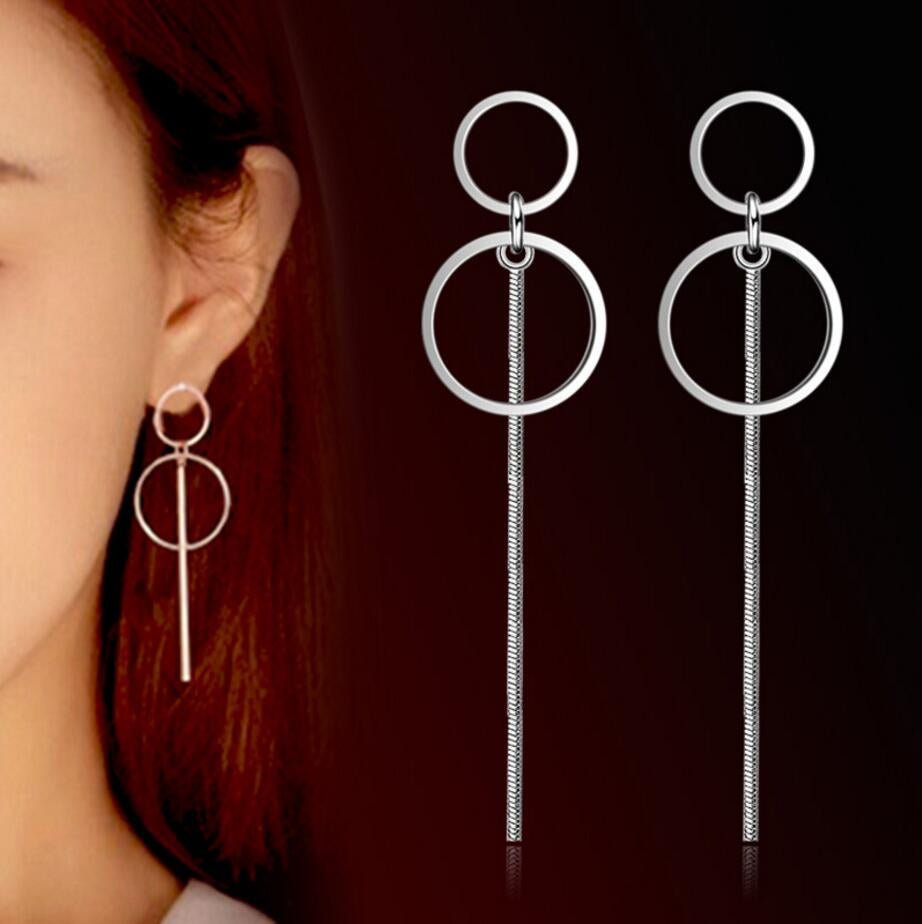 Double Circle Tassel Dangle Earring