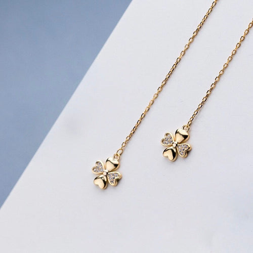 Four Leaf Clover Threader Earring