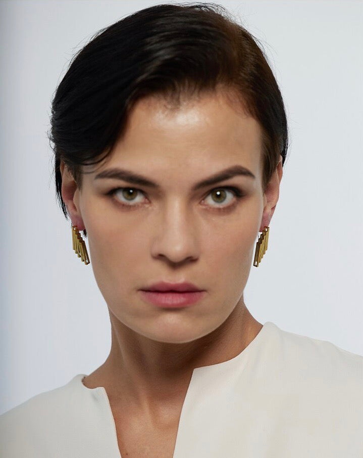 Modern Geometric Harp Earring