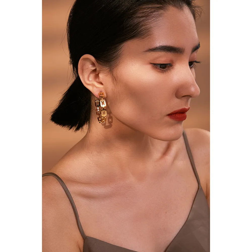 Boxy Chain Hoop Metal Earring