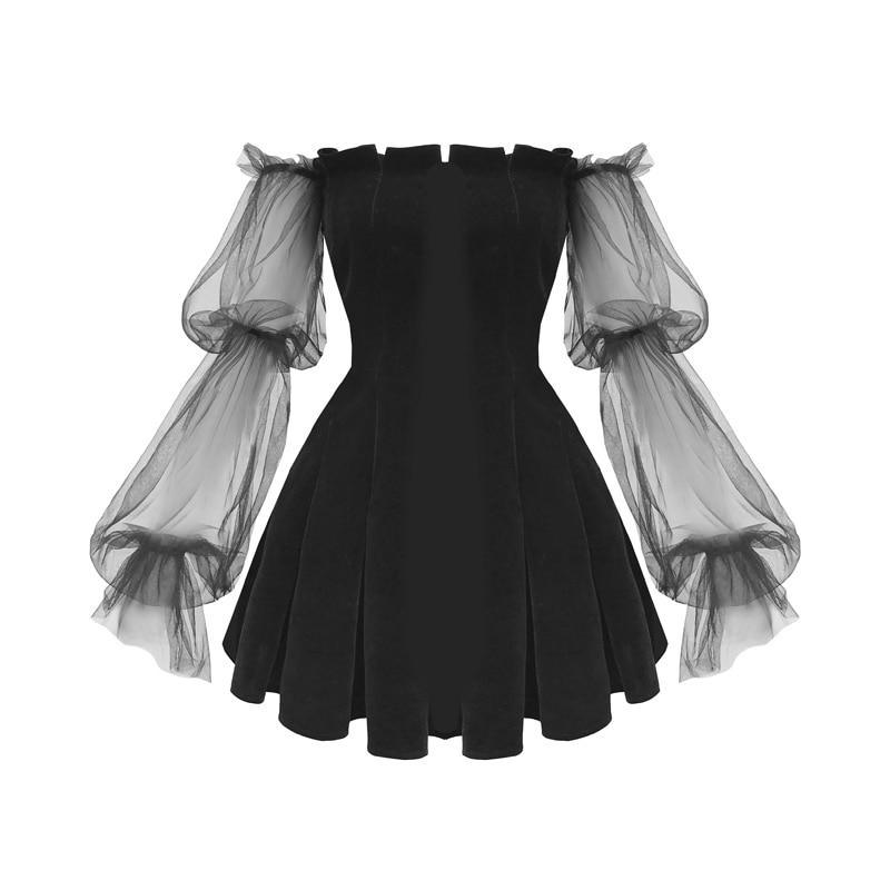 Off Shoulder Lantern Sleeve Elegant Mini Dress