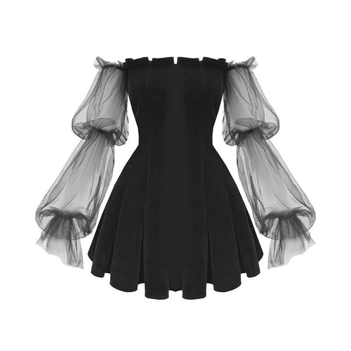 Off Shoulder Lantern Sleeve Mini Party Dress
