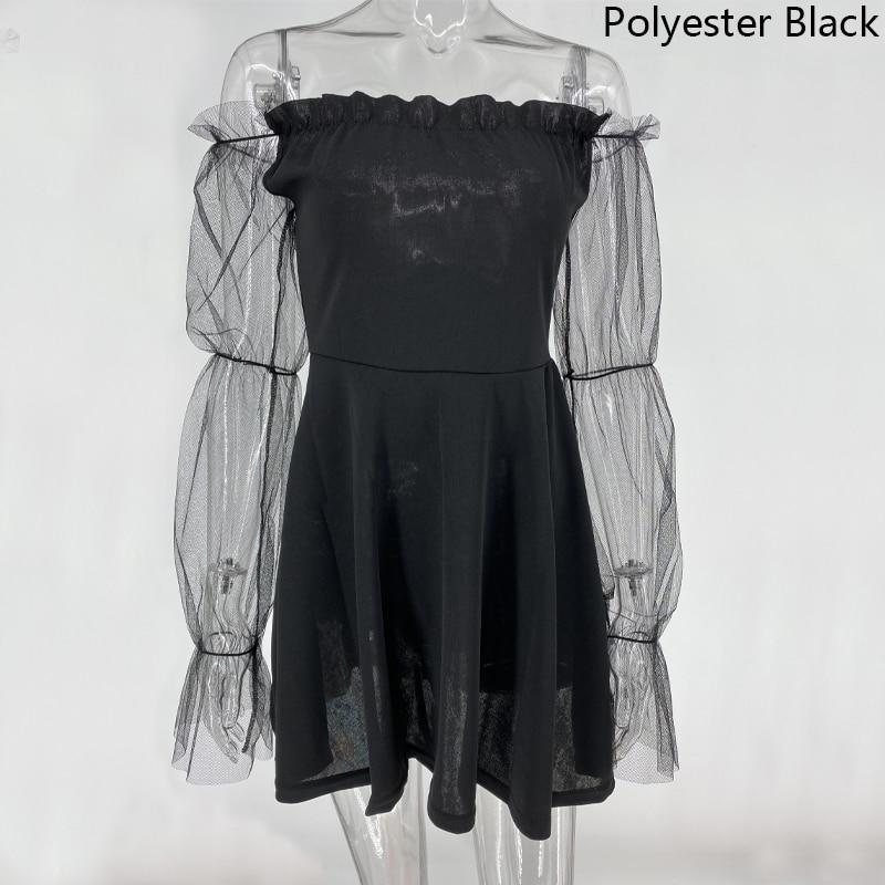 Off Shoulder Lantern Sleeve Elegant Mini Dress