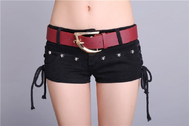 Skull Lace-up Low Waist Gothic Rock Short