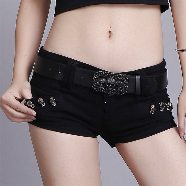 Skull Lace-up Low Waist Gothic Rock Short