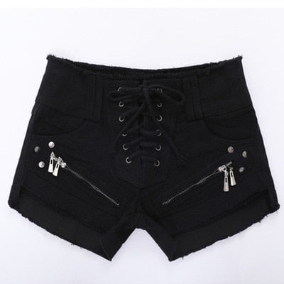 Skull Lace-up Low Waist Gothic Rock Short