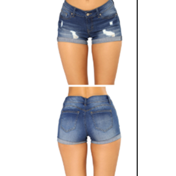Low Rise Cuffed Distressed Denim Jean