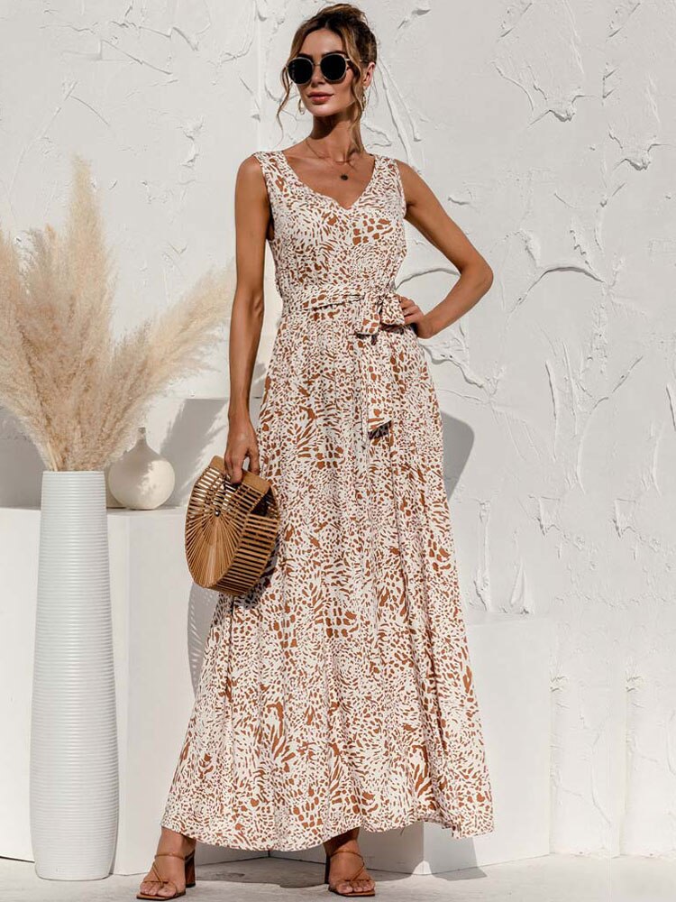 Boho V-Neck Floral Pocket Maxi Dress