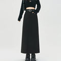 Wool Blend Long High Waist Elegant A-line Skirt