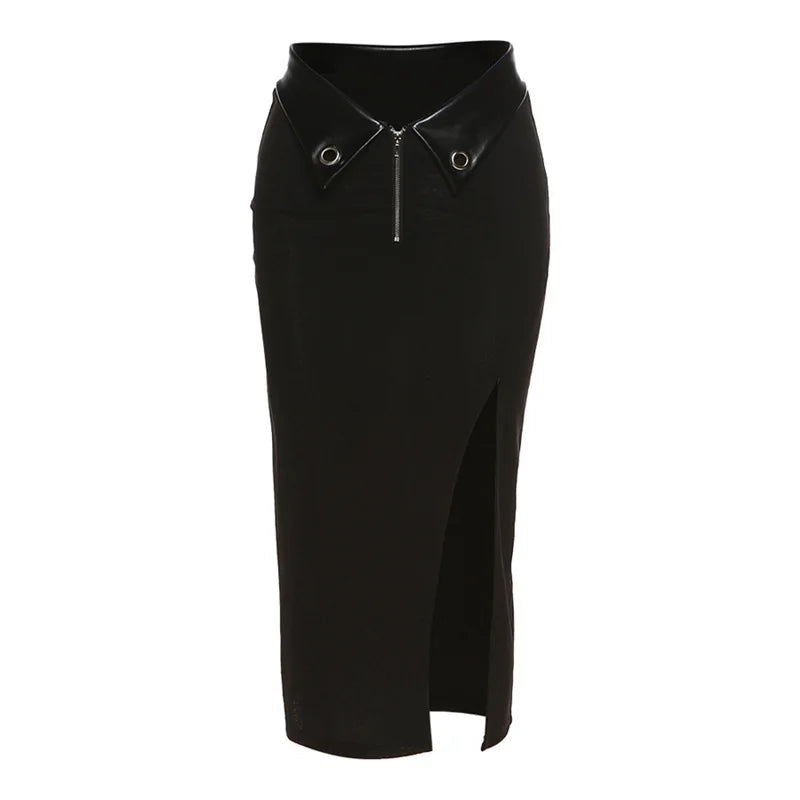 Black Irregular Summer Charm Split Party Skirt