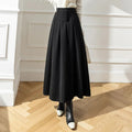 Woolen High Waist Ball Gown Pleated Long Skirt