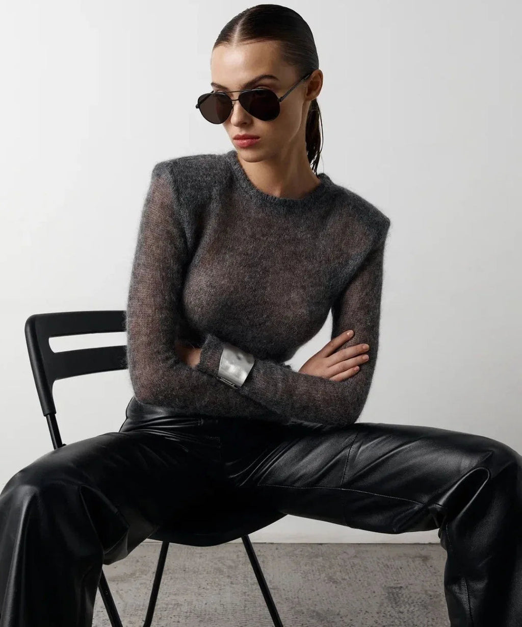 Sheer Soft O Neck Elegant Sweater