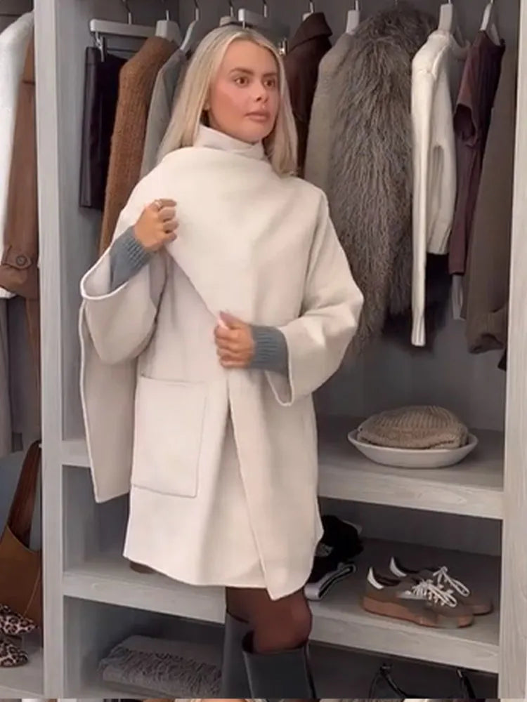 Single Buckle Wool Irregular Coat