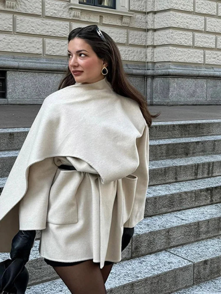 Single Buckle Wool Irregular Coat