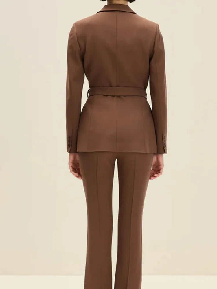 Brown Chic Single Breasted Suit Coat