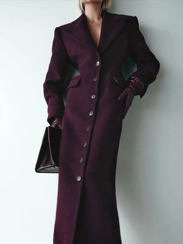 Grey Button Wool Coat