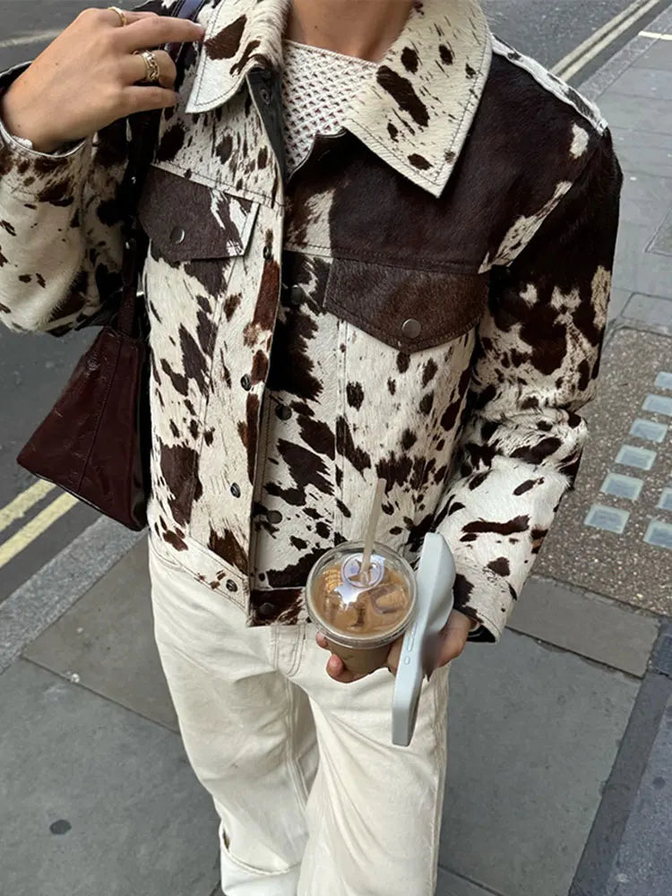 Patterned Lapel Suede Coat