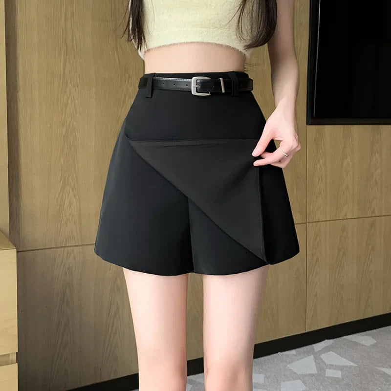 A-Line High Waist Korean Suit Style Short