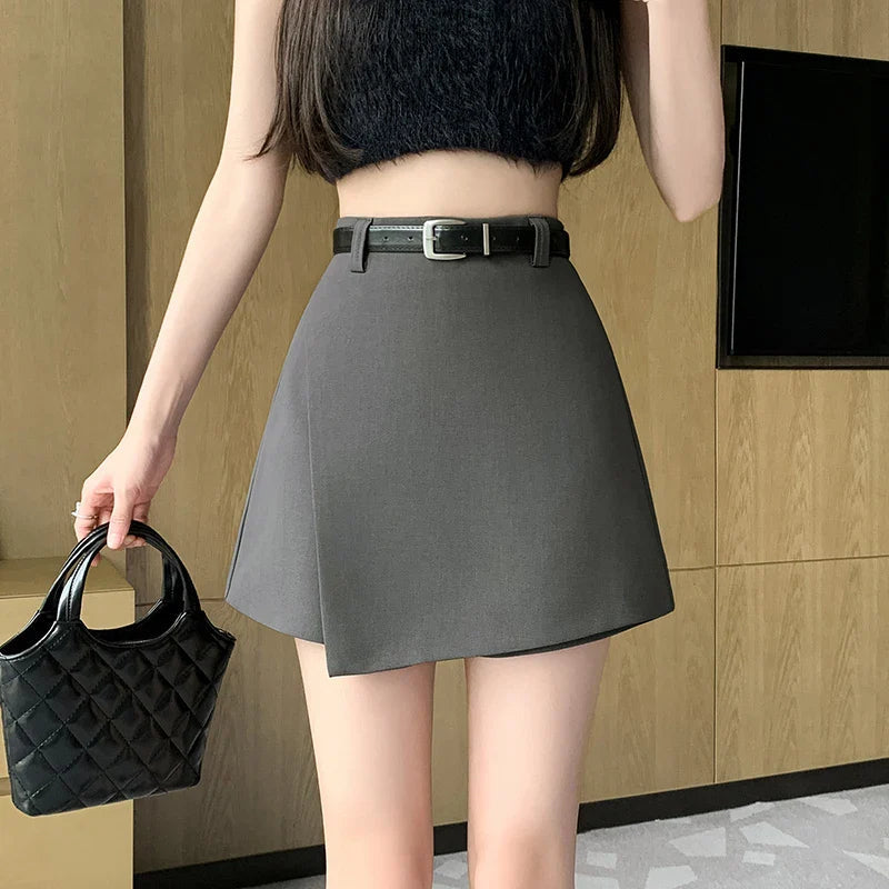 A-Line High Waist Korean Suit Style Short