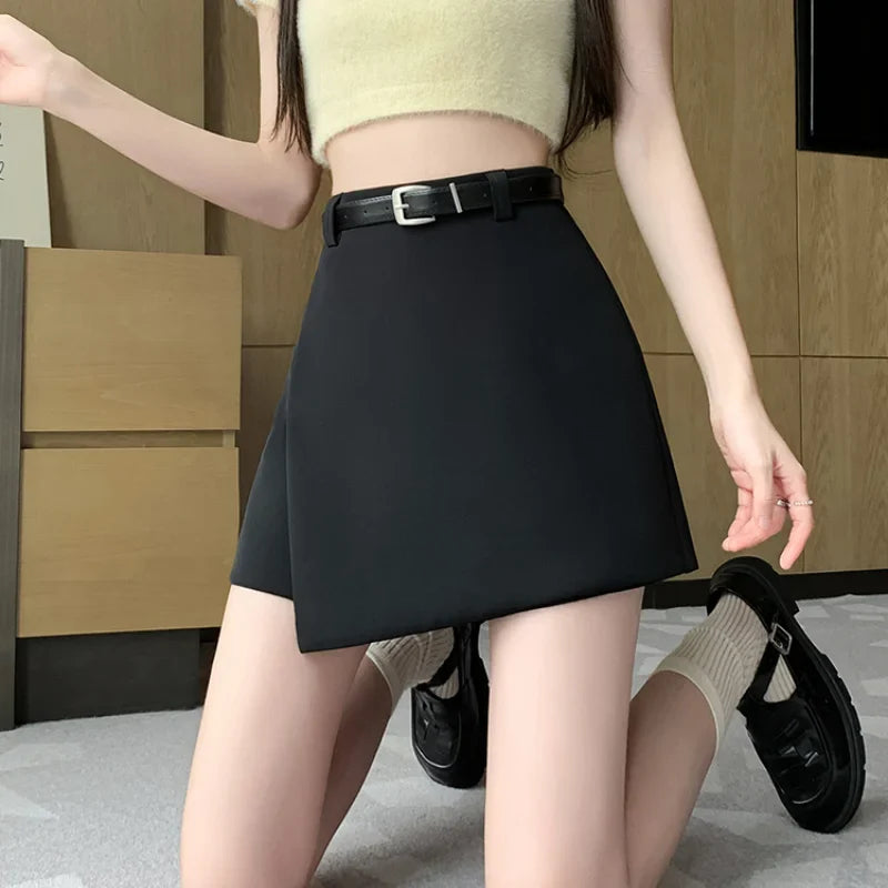A-Line High Waist Korean Suit Style Short