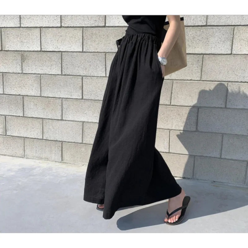 Frayed High Waist Denim Maxi Spring Summer Skirt