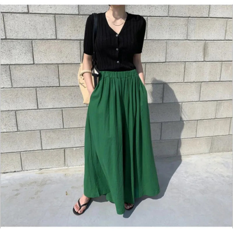Frayed High Waist Denim Maxi Spring Summer Skirt