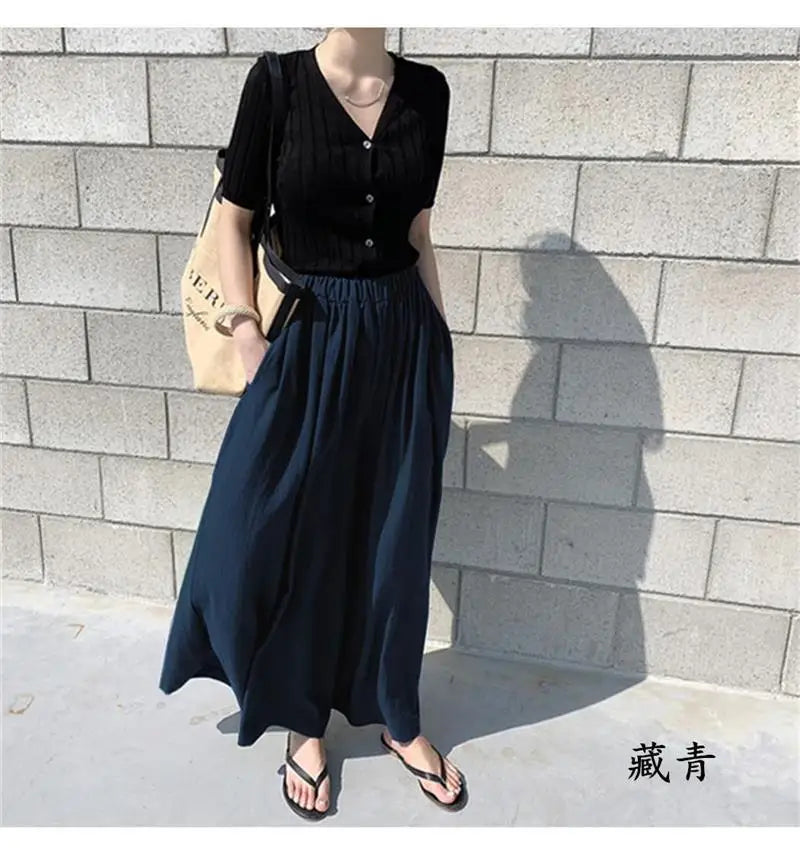 Frayed High Waist Denim Maxi Spring Summer Skirt