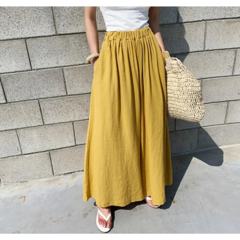 Frayed High Waist Denim Maxi Spring Summer Skirt