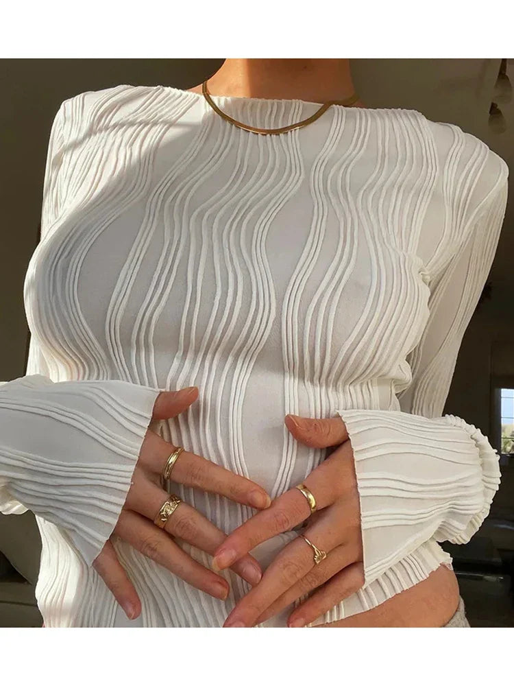 Ruched Long Sleeve Cropped Street Sweater