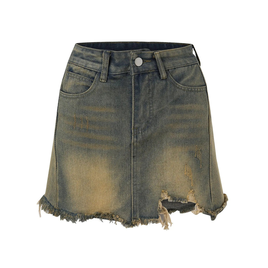 Denim Mini Wide Leg Vintage Black Summer Skirt