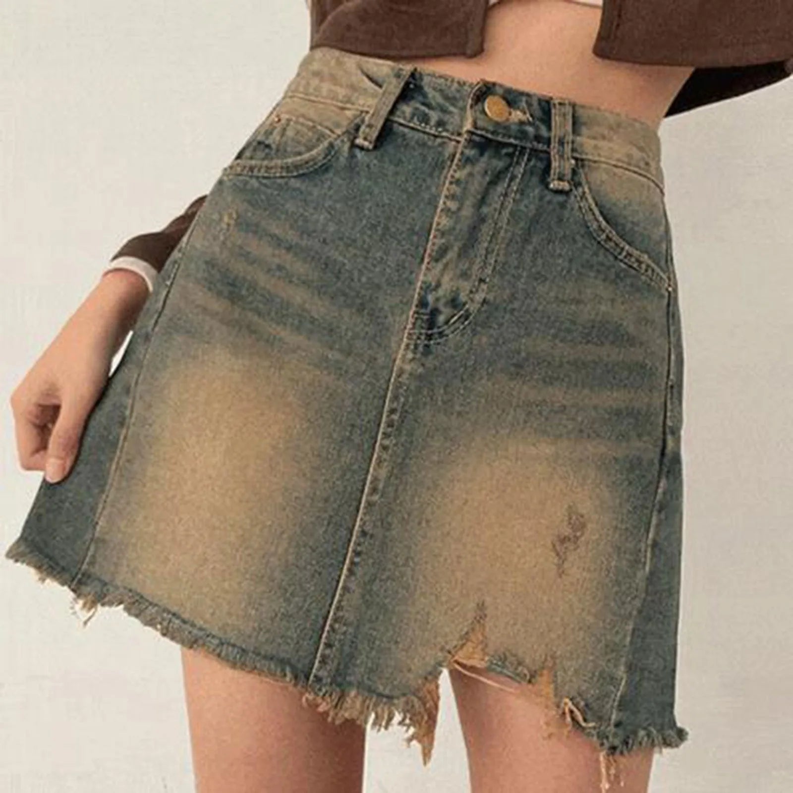 Black Denim Wide Leg Vintage Mini Dress