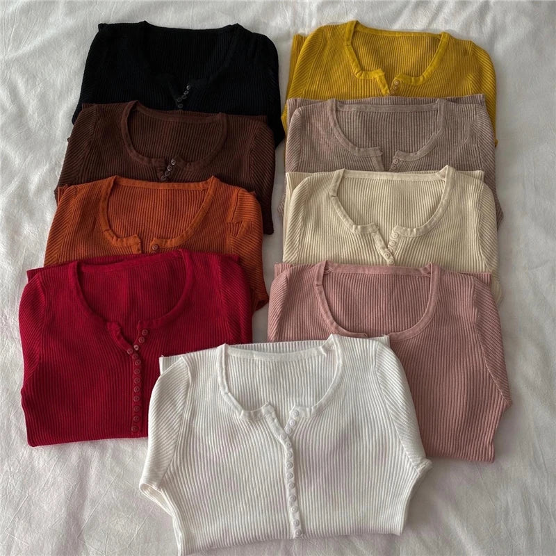 Button Front Knit Autumn Sweater