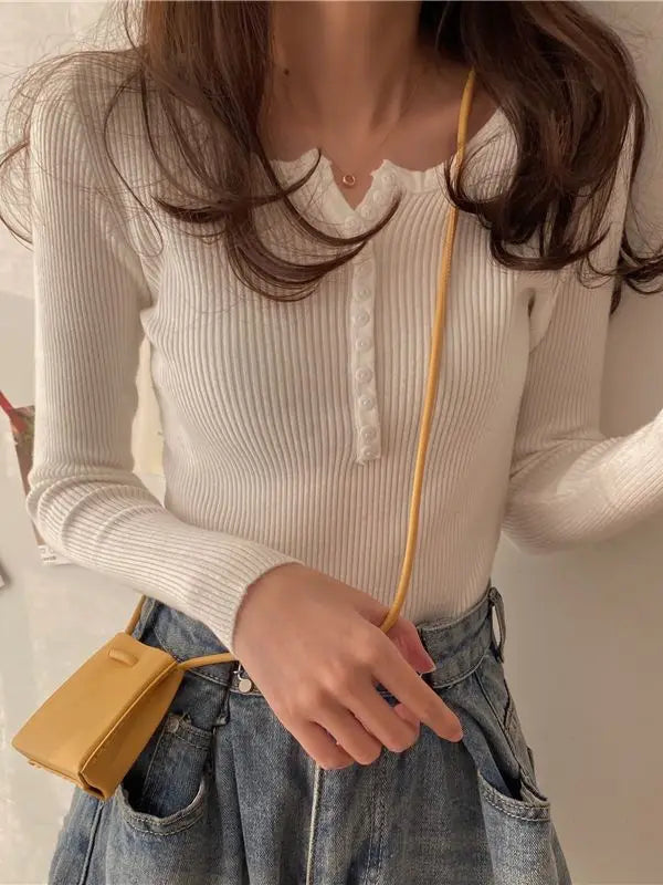 Button Front Knit Autumn Sweater