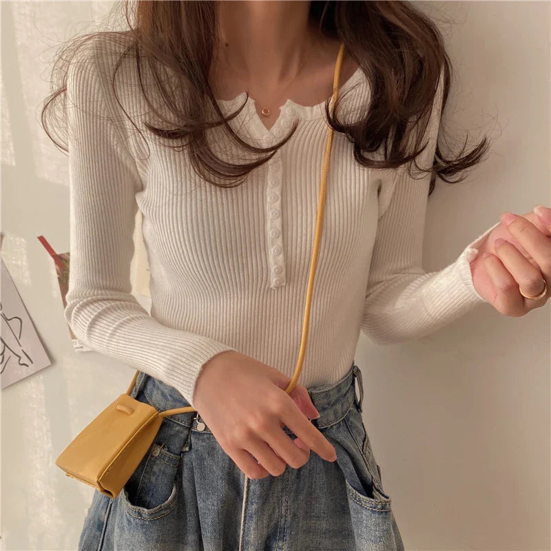 Button Front Knit Autumn Sweater