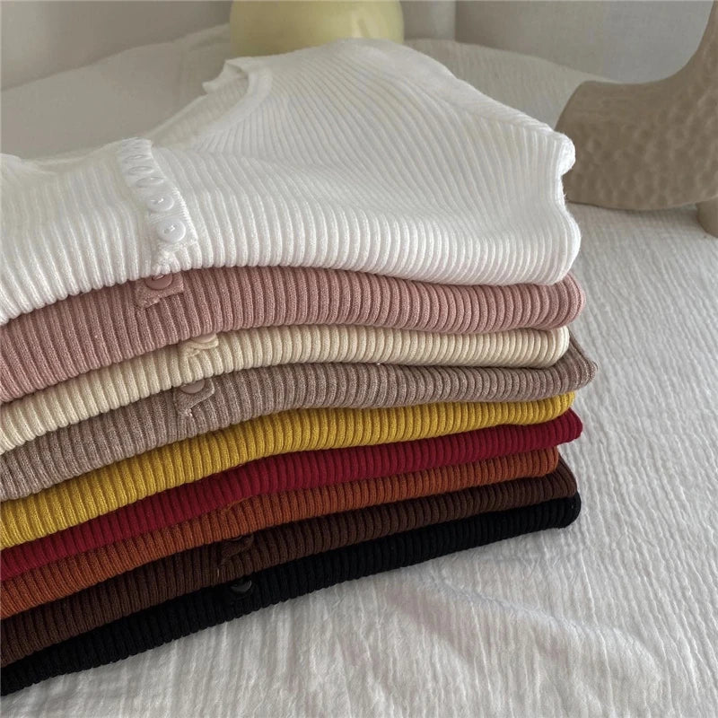 Button Front Knit Autumn Sweater