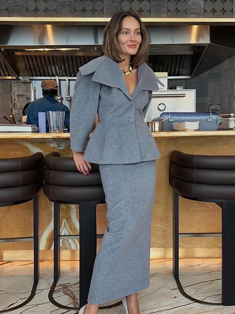 Grey Wool Blend Coat