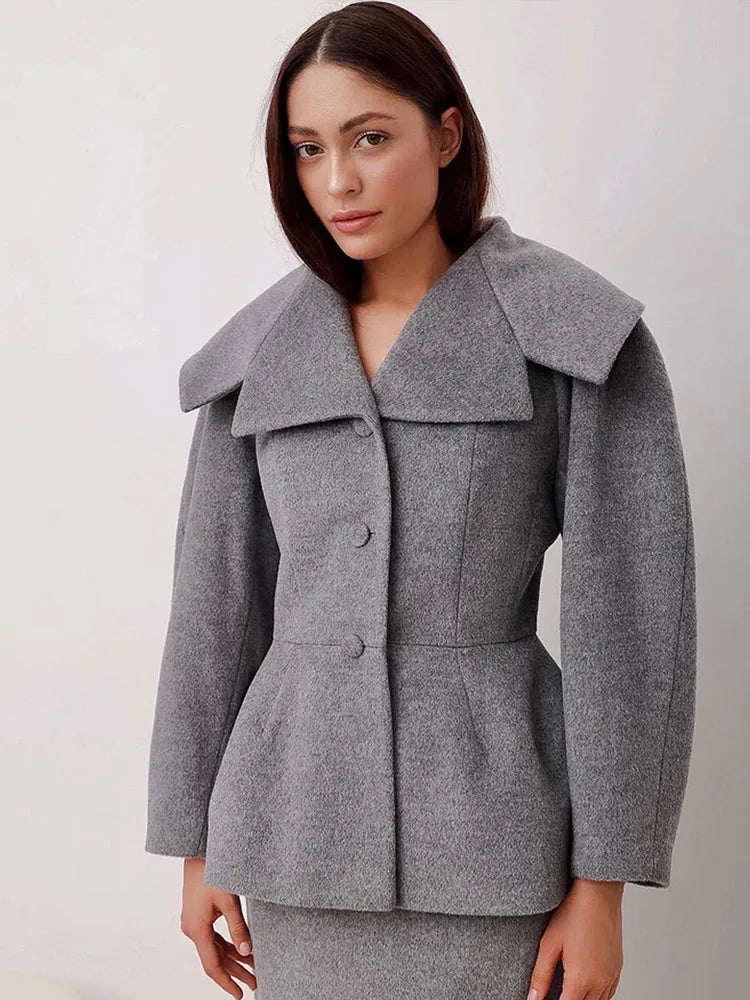 Grey Wool Blend Coat
