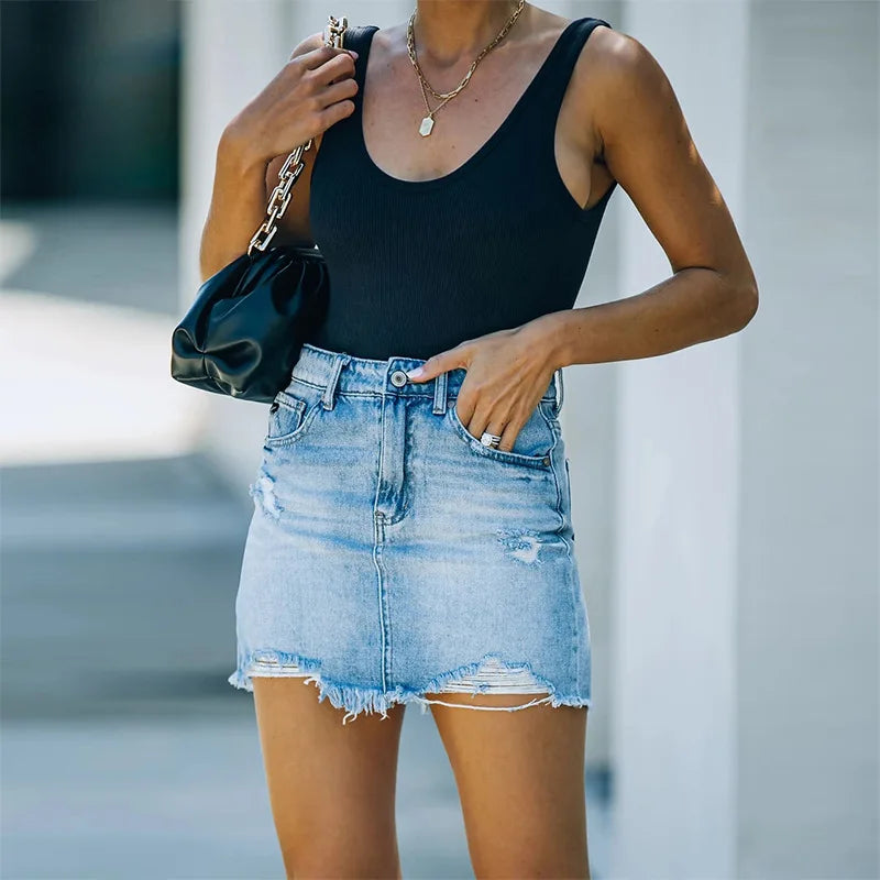 Blue Flap Ribbon Tooling Denim Workwear Mini Dress
