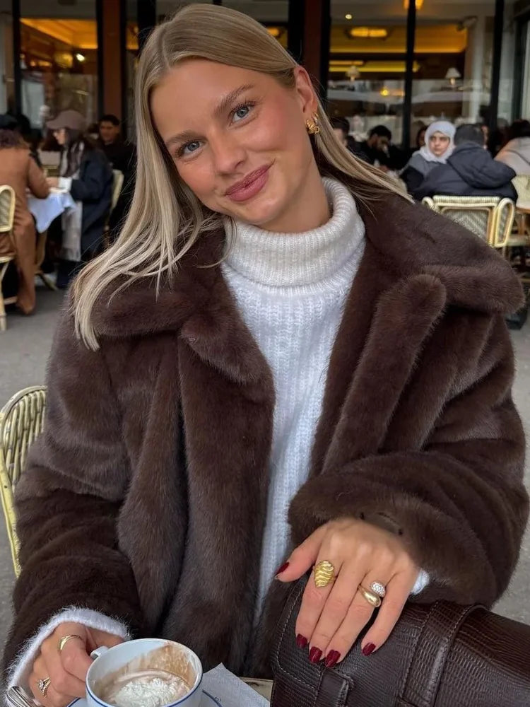Retro Brown High Neck Coat