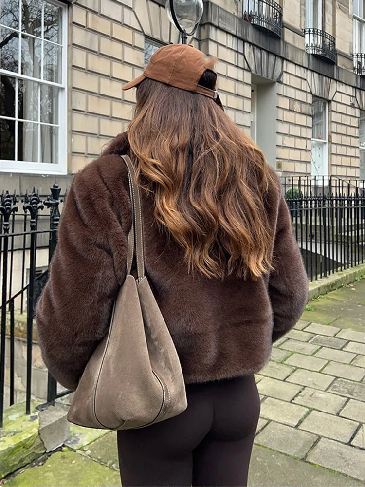 Retro Brown High Neck Coat