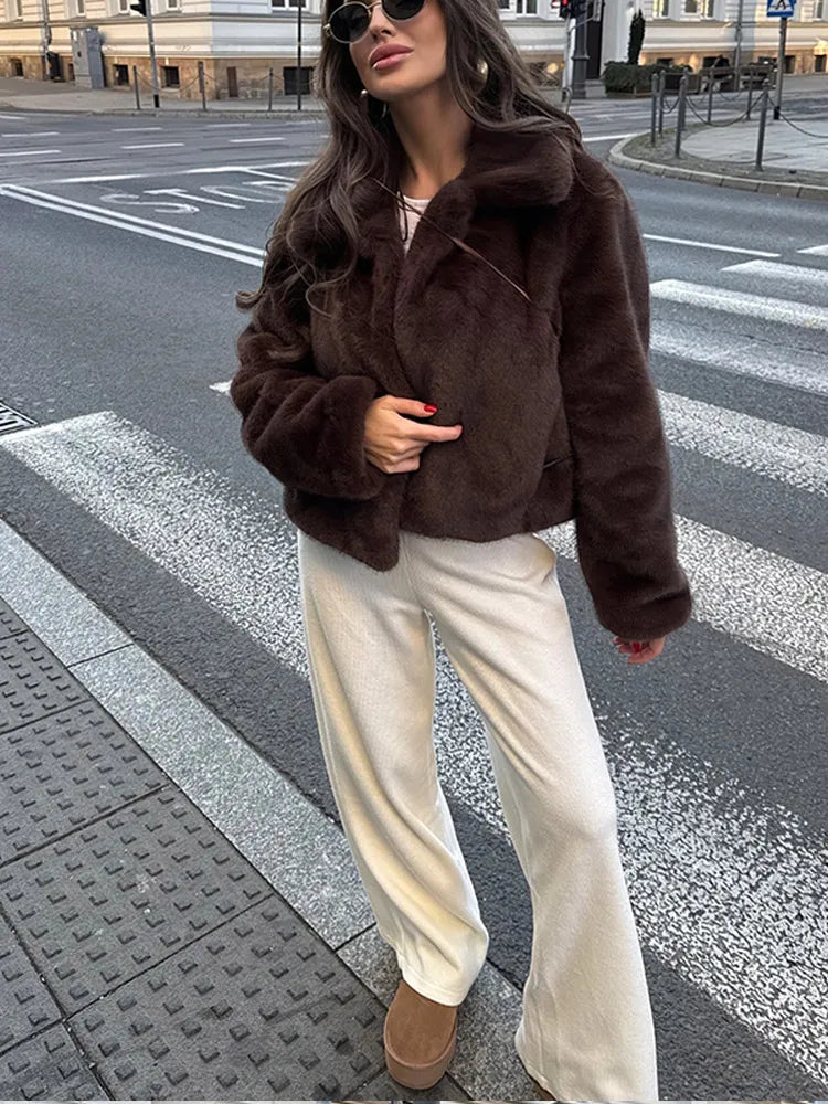 Retro Brown High Neck Coat