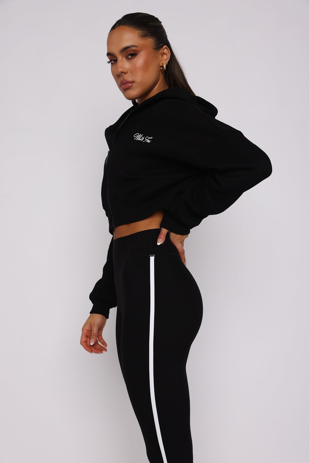 Stepping Out Cropped Black Hoodie
