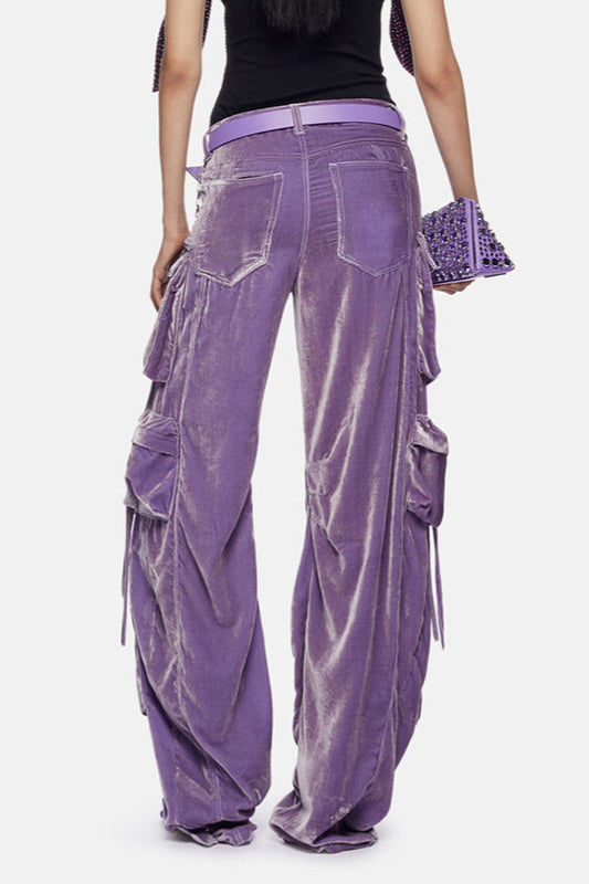 High-Rise Velvet Straight Pant