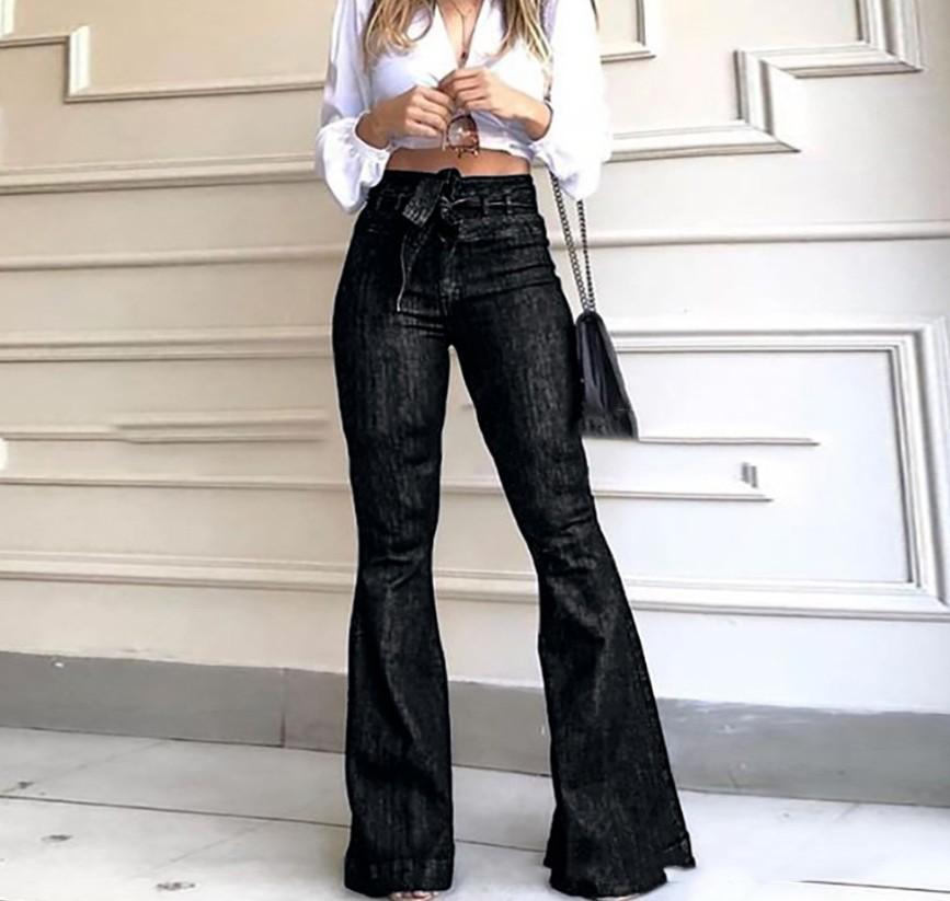 High Waist Belted Flare Lifting Jean